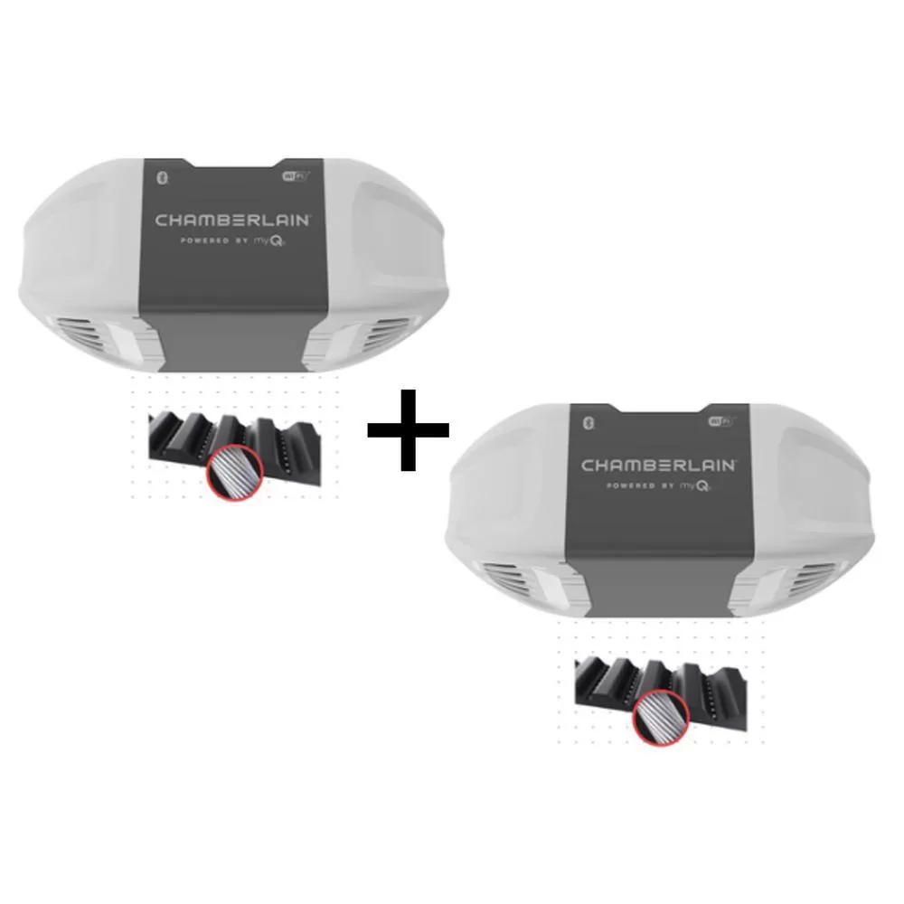 Chamberlain HD-B4505X2 3/4 HP Smart Quiet Belt Drive Garage Door Opener (2-Pack)