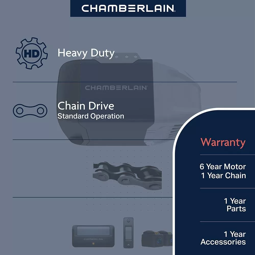 Chamberlain HD-D2101-X2 1/2 HP Heavy-Duty Chain Drive Garage Door Opener (2-Pack)