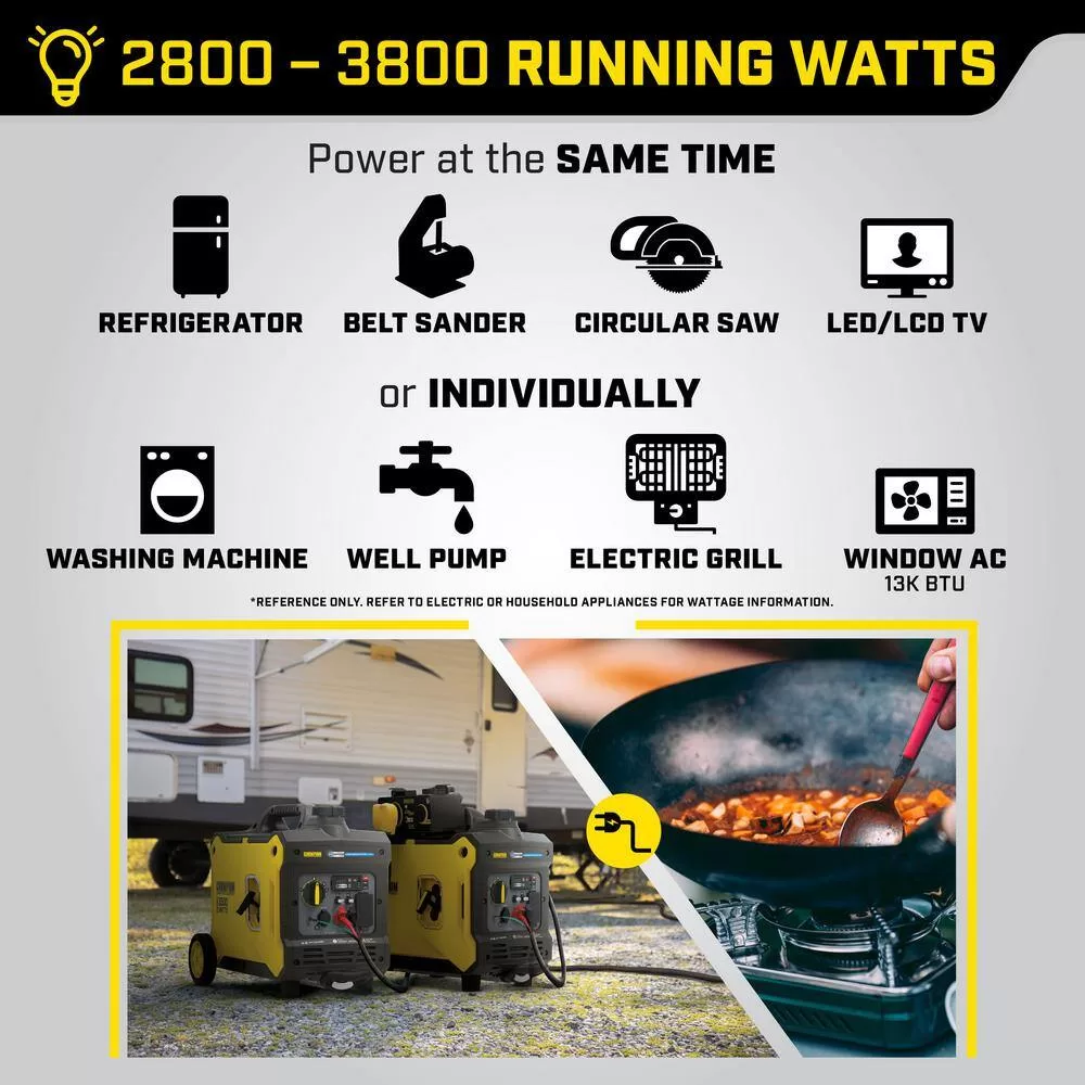 Champion Power Equipment 100571 3500-Watt Gasoline Powered Inverter Generator with CO Shield and Quiet Technology