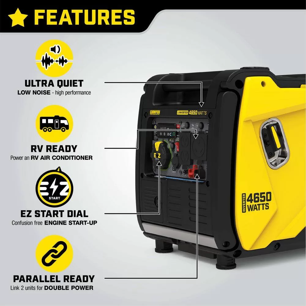 Champion Power Equipment 201155 4650-Watt Wireless Remote Start Gasoline Powered Inverter Generator with CO Shield and Quiet Technology