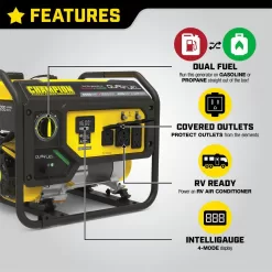 Champion Power Equipment 200970 4550/3650-Watt Gasoline and Propane Powered Dual Fuel Portable Generator with CO Shield