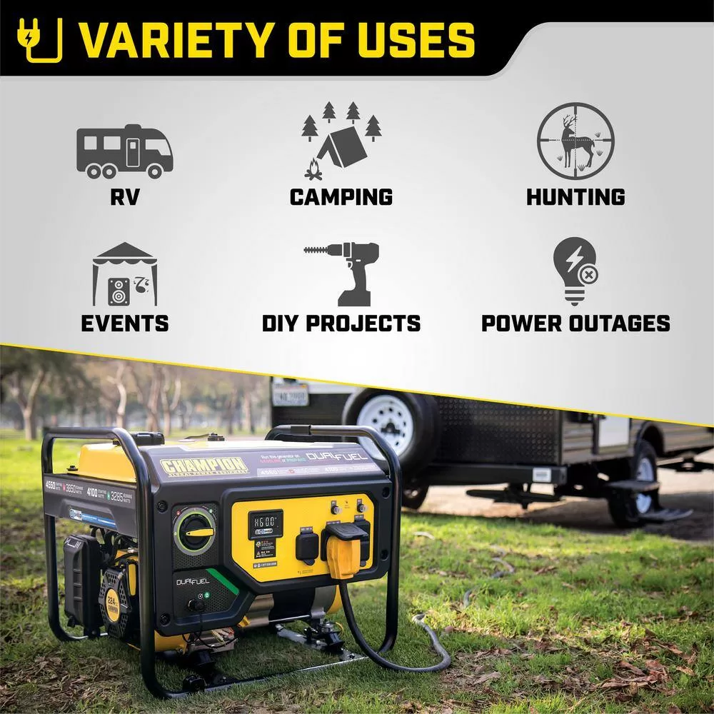 Champion Power Equipment 200970 4550/3650-Watt Gasoline and Propane Powered Dual Fuel Portable Generator with CO Shield