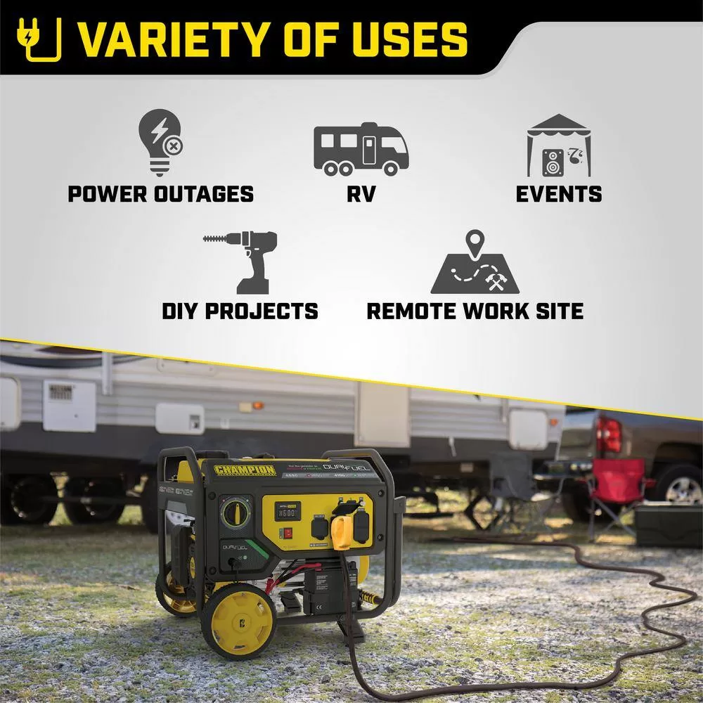 Champion Power Equipment 200973 4550/3650-Watt Electric Start Gas and Propane Dual Fuel Powered RV Ready Portable Generator