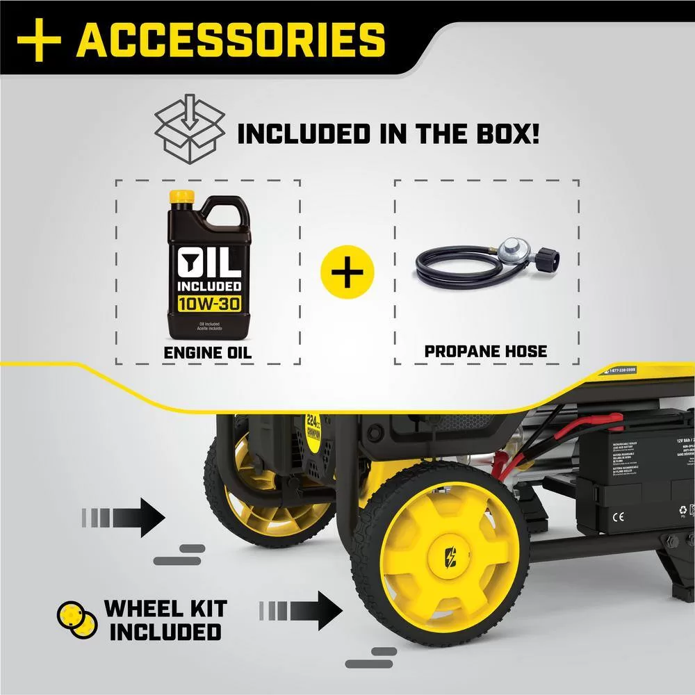 Champion Power Equipment 200973 4550/3650-Watt Electric Start Gas and Propane Dual Fuel Powered RV Ready Portable Generator