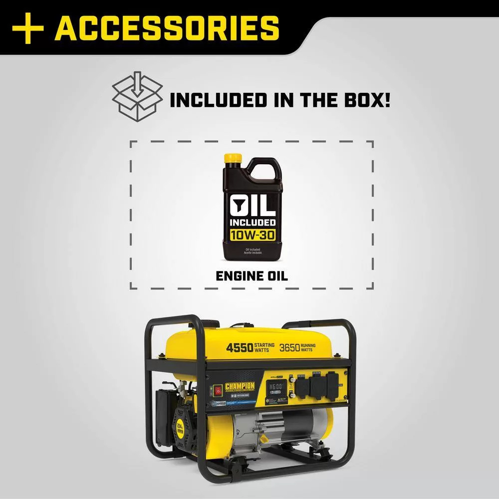 Champion Power Equipment 201119 4550/3650-Watt Gasoline Powered Portable Generator with CO Shield