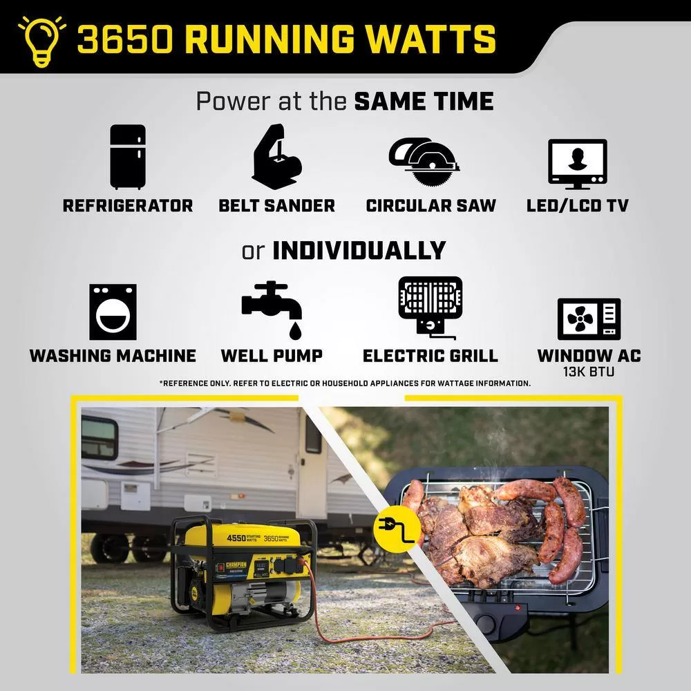 Champion Power Equipment 201119 4550/3650-Watt Gasoline Powered Portable Generator with CO Shield