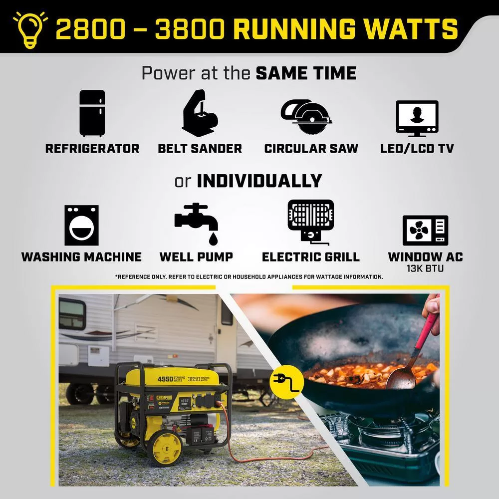 Champion Power Equipment 201156 4550/3650-Watt Wireless Remote Start Gasoline Powered Portable Generator with CO Shield