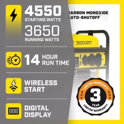 Champion Power Equipment 201156 4550/3650-Watt Wireless Remote Start Gasoline Powered Portable Generator with CO Shield