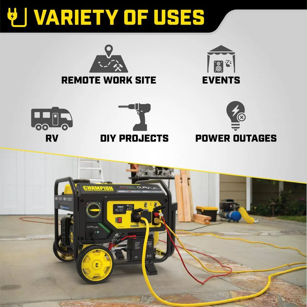 Champion Power Equipment 201157 4550/3650-Watt Electric Start Gasoline and Propane Powered Dual Fuel Portable Generator with CO Shield