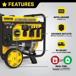 Champion Power Equipment 201279 5300/4250-Watt Gasoline and Propane Powered Dual Fuel Portable Generator with CO Shield