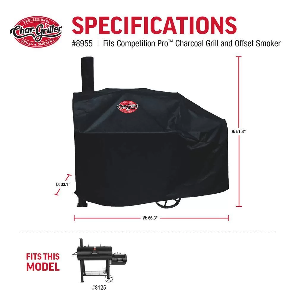 Char-Griller 8125 1012 sq. in. Competition Pro Offset Charcoal Grill or Wood Smoker in Black