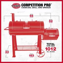 Char-Griller 8125 1012 sq. in. Competition Pro Offset Charcoal Grill or Wood Smoker in Black