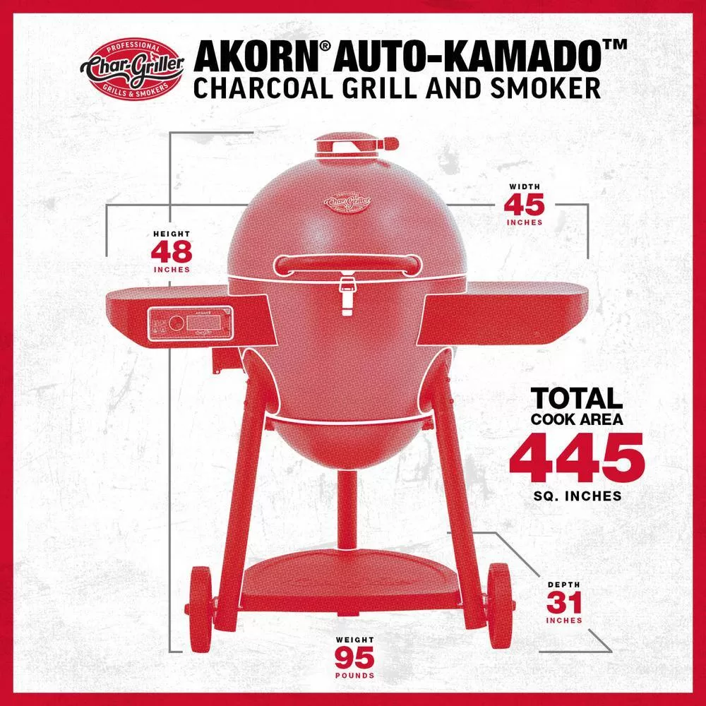 Char-Griller 6480 Akorn Auto-Kamado 20-inch Digital WiFi Charcoal Grill in Gray