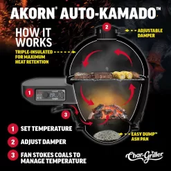 Char-Griller 6480 Akorn Auto-Kamado 20-inch Digital WiFi Charcoal Grill in Gray