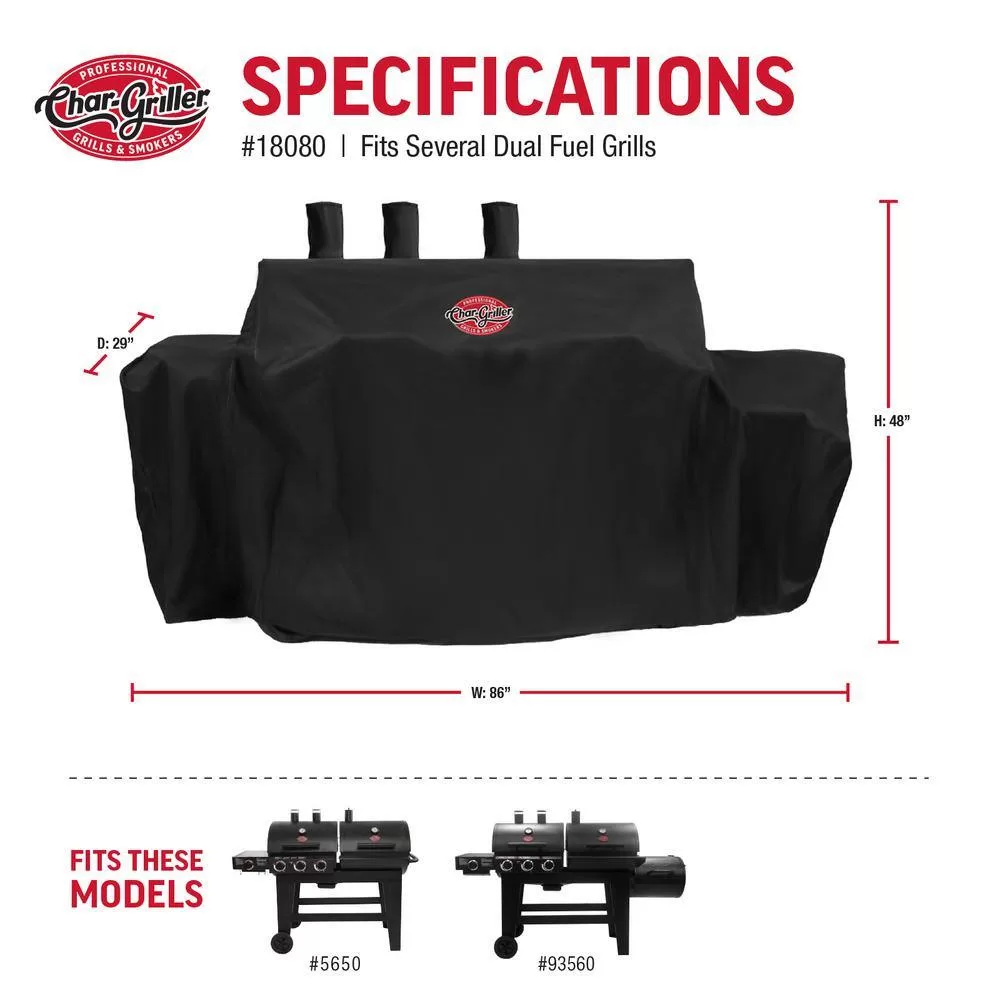 Char-Griller 5650 Double Play 1,260 sq., in. 3-Burner Gas and Charcoal Grill in Black