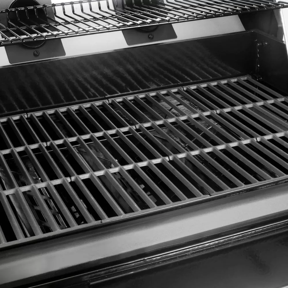 Char-Griller 7400 Flavor Pro 4-Burner Propane, Wood Gas Grill with Multi-Fuel Flavor Drawer in Silver