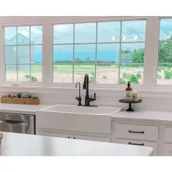 SINKOLOGY Josephine 34 in. 1-Hole Quick-Fit Farmhouse Apron Front Drop-in Single Bowl Crisp White Fireclay Kitchen Sink
