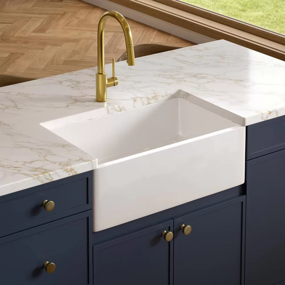 SINKOLOGY SK499-30FC Bradstreet II 30 in. Farmhouse Apron Front Undermount Single Bowl Crisp White Fireclay Kitchen Sink