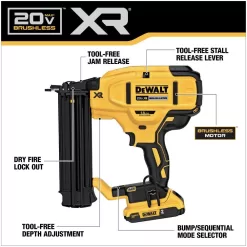 DEWALT DCN680D1 20V MAX XR Lithium-Ion 18-Gauge Cordless Brad Nailer Kit