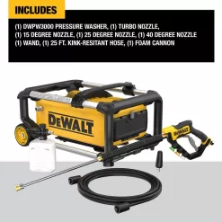 DEWALT DWPW3000 3000 PSI 1.1 GPM 15 Amp Cold Water Electric Pressure Washer with Internal Equipment Storage