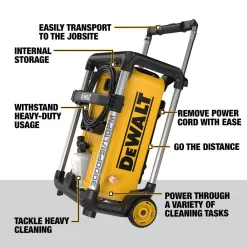DEWALT DWPW3000 3000 PSI 1.1 GPM 15 Amp Cold Water Electric Pressure Washer with Internal Equipment Storage