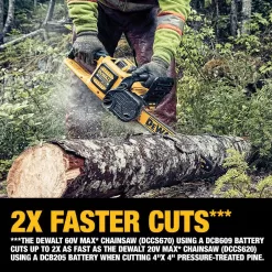 DEWALT FLEXVOLT 60V MAX 16in. Brushless Cordless Battery Powered Chainsaw Kit with (1) FLEXVOLT 2 Ah Battery & Charger