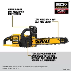 DEWALT FLEXVOLT 60V MAX 16in. Brushless Cordless Battery Powered Chainsaw Kit with (1) FLEXVOLT 2 Ah Battery & Charger