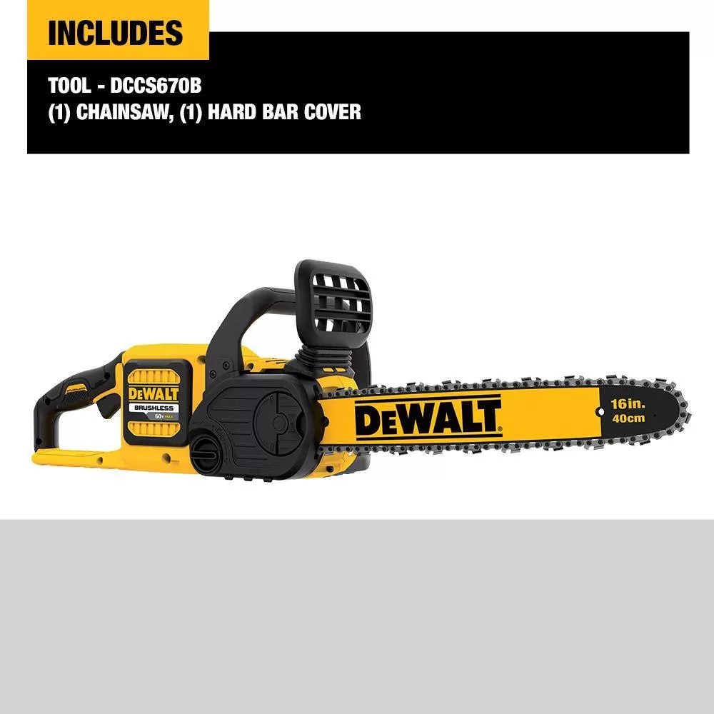 DEWALT 60V MAX 16 in. Brushless Battery Powered Chainsaw Kit with (1) FLEXVOLT 2Ah Battery & Charger & Pole Saw