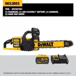 DEWALT 60V MAX 16in. Brushless Battery Powered Chainsaw Kit with (2) FLEXVOLT Batteries & Charger