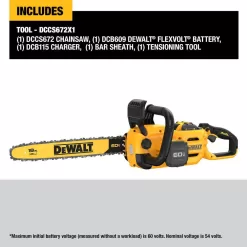 DEWALT FLEXVOLT 60V MAX 18 in. Brushless Cordless Battery Powered Chainsaw Kit with (1) FLEXVOLT 3 Ah Battery & Charger