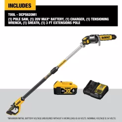 DEWALT 20V MAX 8 in. Cordless Battery Powered Pole Saw Kit & 22 in. Cordless Pole Hedge Trimmer w/ (1) 4.0 Ah Battery & Charger