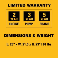 DEWALT DXPW3425E 3400 PSI 2.5 GPM Gas Cold Water Pressure Washer with Electric Start Engine