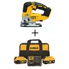 DEWALT DCS334BDCB246CK 20V MAX XR Cordless Brushless Jigsaw, (1) 20V 6.0Ah and (1) 20V 4.0Ah Batteries, and Charger