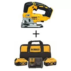 DEWALT DCS334BDCB246CK 20V MAX XR Cordless Brushless Jigsaw, (1) 20V 6.0Ah and (1) 20V 4.0Ah Batteries, and Charger