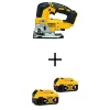 DEWALT DCS334BWCB205-2 20V MAX XR Lithium-Ion Cordless Brushless Jigsaw with (2) 20V MAX XR Premium Lithium-Ion 5.0 Ah Battery Packs