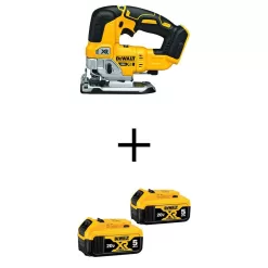 DEWALT DCS334BWCB205-2 20V MAX XR Lithium-Ion Cordless Brushless Jigsaw with (2) 20V MAX XR Premium Lithium-Ion 5.0 Ah Battery Packs