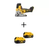 DEWALT DCS335BWCB205-2 20V MAX XR Lithium-Ion Cordless Barrel Grip Jigsaw with (2) 20V MAX XR Premium Lithium-Ion 5.0Ah Battery Packs