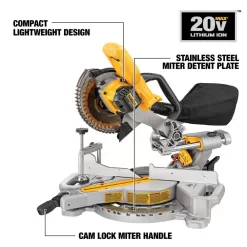 DEWALT DCS361BWCB246CK 20V MAX Lithium-Ion Cordless 7-1/4 in. Sliding Miter Saw with 6.0 Ah Battery, 4.0 Ah Battery, Charger and Bag