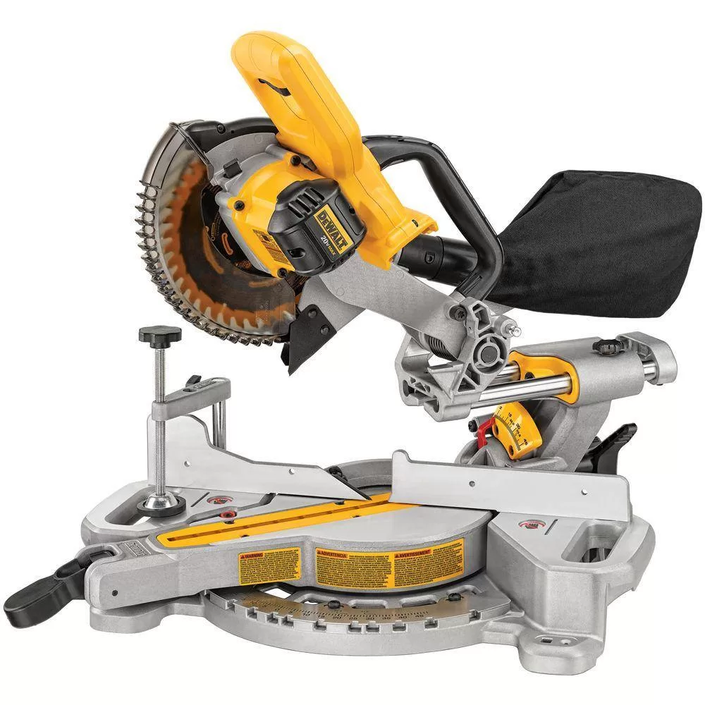 DEWALT DCS361BWCB246CK 20V MAX Lithium-Ion Cordless 7-1/4 in. Sliding Miter Saw with 6.0 Ah Battery, 4.0 Ah Battery, Charger and Bag