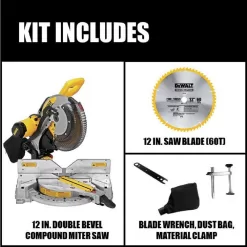 DEWALT DWS716WDWX724 15 Amp Corded 12 in. Compound Double Bevel Miter Saw with 29.8 lbs. Compact Miter Saw Stand with 500 lbs. Capacity
