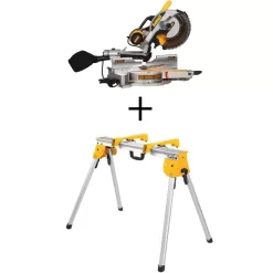 DEWALT DWS779WDWX725B 15 Amp Corded 12 in. Double Bevel Sliding Compound Miter Saw, Blade Wrench, Material Clamp and Heavy-Duty Work Stand