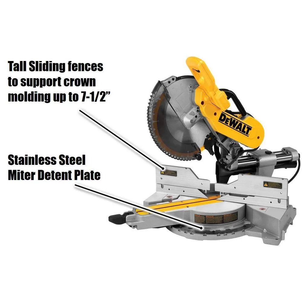 DEWALT DWS779WDWX725B 15 Amp Corded 12 in. Double Bevel Sliding Compound Miter Saw, Blade Wrench, Material Clamp and Heavy-Duty Work Stand