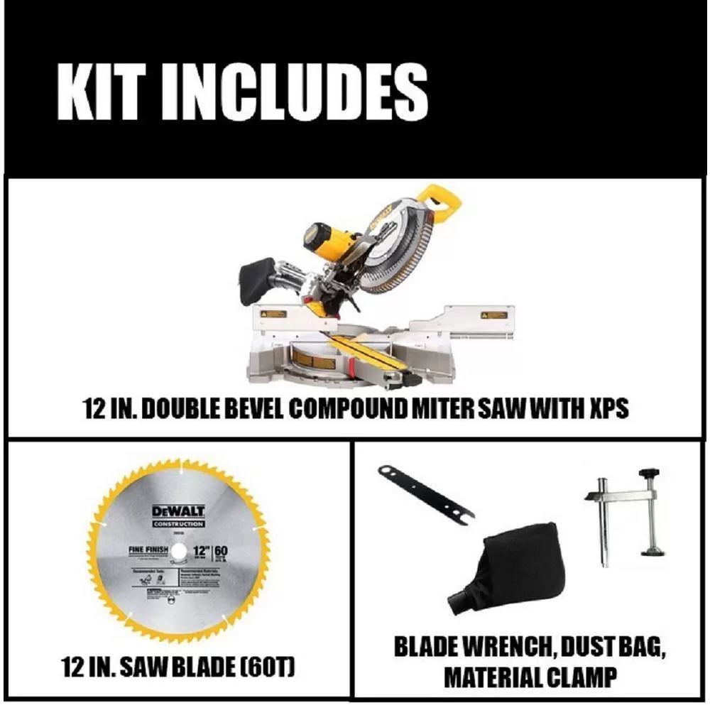 DEWALT 15 Amp Corded 12 in. Double Bevel Sliding Compound Miter Saw Kit with Compact Miter Saw Stand with 500 lbs. Capacity
