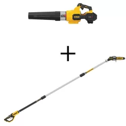 DEWALT 60V MAX 125 MPH 600 CFM Cordless Battery Powered Axial Leaf Blower Kit & 20V MAX Cordless Pole Saw (Tool Only)