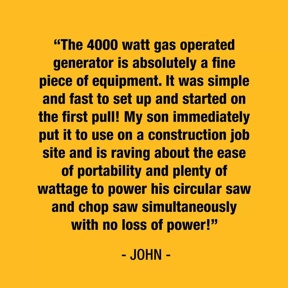 DEWALT DXGNR4000 4000-Watt Manual Start Gas-Powered Portable Generator with Premium Engine, Covered Outlets and CO Protect