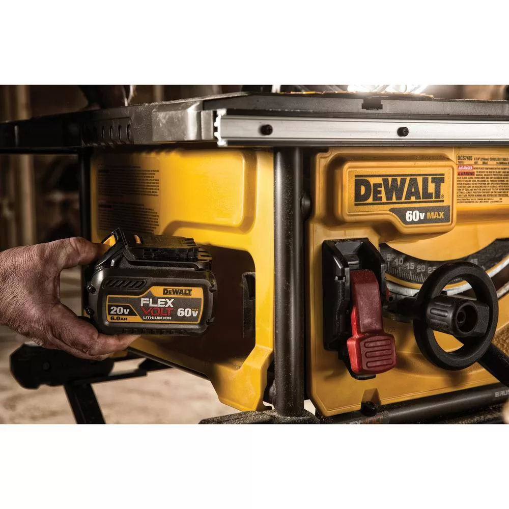 DEWALT DCS7485BWDCB606 FLEXVOLT 60V MAX Cordless Brushless 8-1/4 in. Table Saw Kit with FLEXVOLT 20V/60V MAX Lithium-Ion 6.0Ah Battery Pack