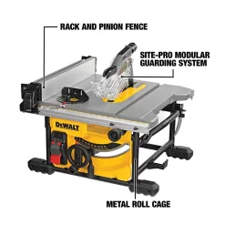 DEWALT DWE7485WW7440RS 15 Amp Corded 8-1/4 in. Compact Portable Jobsite Tablesaw with Heavy-Duty Rolling Stand with Quick-Connect Brackets
