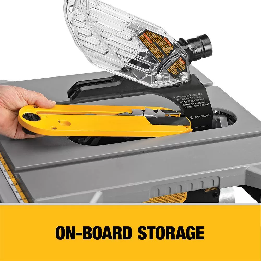 DEWALT DWE7485WW7440RS 15 Amp Corded 8-1/4 in. Compact Portable Jobsite Tablesaw with Heavy-Duty Rolling Stand with Quick-Connect Brackets