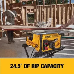 DEWALT DWE7485WW7440RS 15 Amp Corded 8-1/4 in. Compact Portable Jobsite Tablesaw with Heavy-Duty Rolling Stand with Quick-Connect Brackets