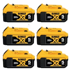 DEWALT DCB205-6 20V MAX XR Premium Lithium-Ion 5.0Ah Battery (6 Pack)